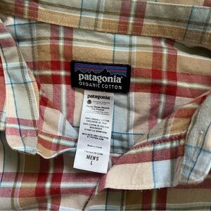 Patagonia Men's Adult Size Large Plaid Organic Cotton Long Sleeve Button Shirt